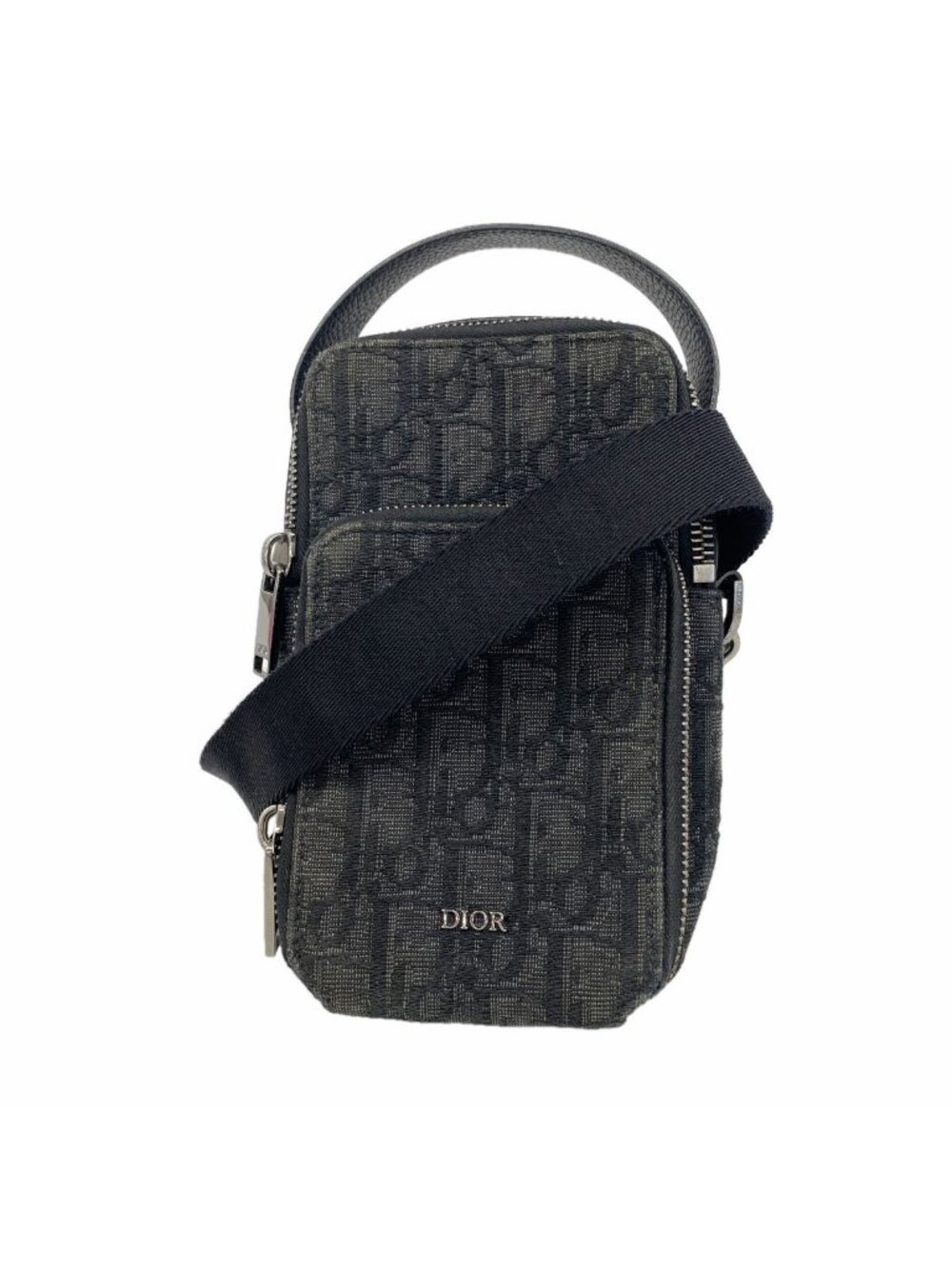 Dior Handbag Oblique Rider Canvas Black Silver